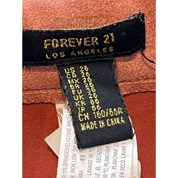 Forever 21 Skirt Womens Sz 25 0 XS Mini Faux Suede Pink Button Down Fall Casual - Picture 9 of 13